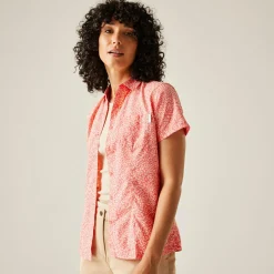 Women's Mindano VIII Short Sleeve Shirt | Peach Bloom Leaf Print