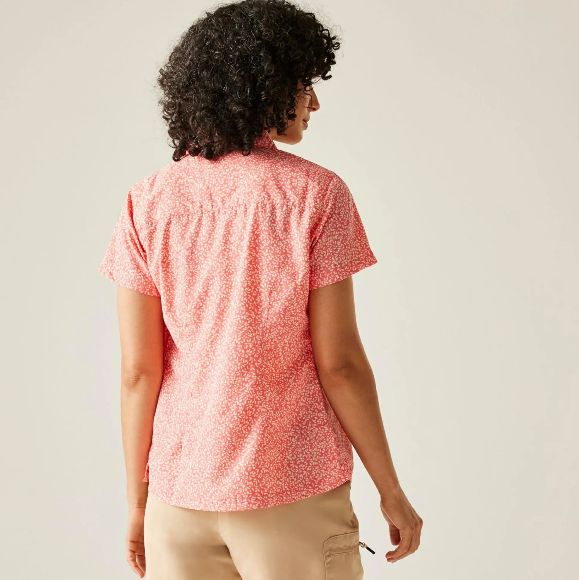 Women's Mindano VIII Short Sleeve Shirt | Peach Bloom Leaf Print