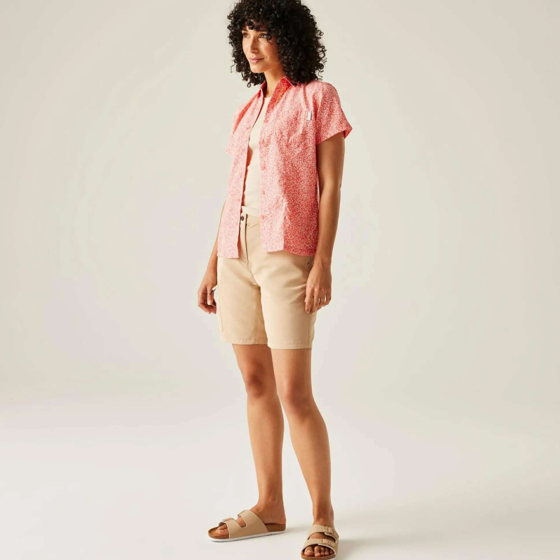 Women's Mindano VIII Short Sleeve Shirt | Peach Bloom Leaf Print