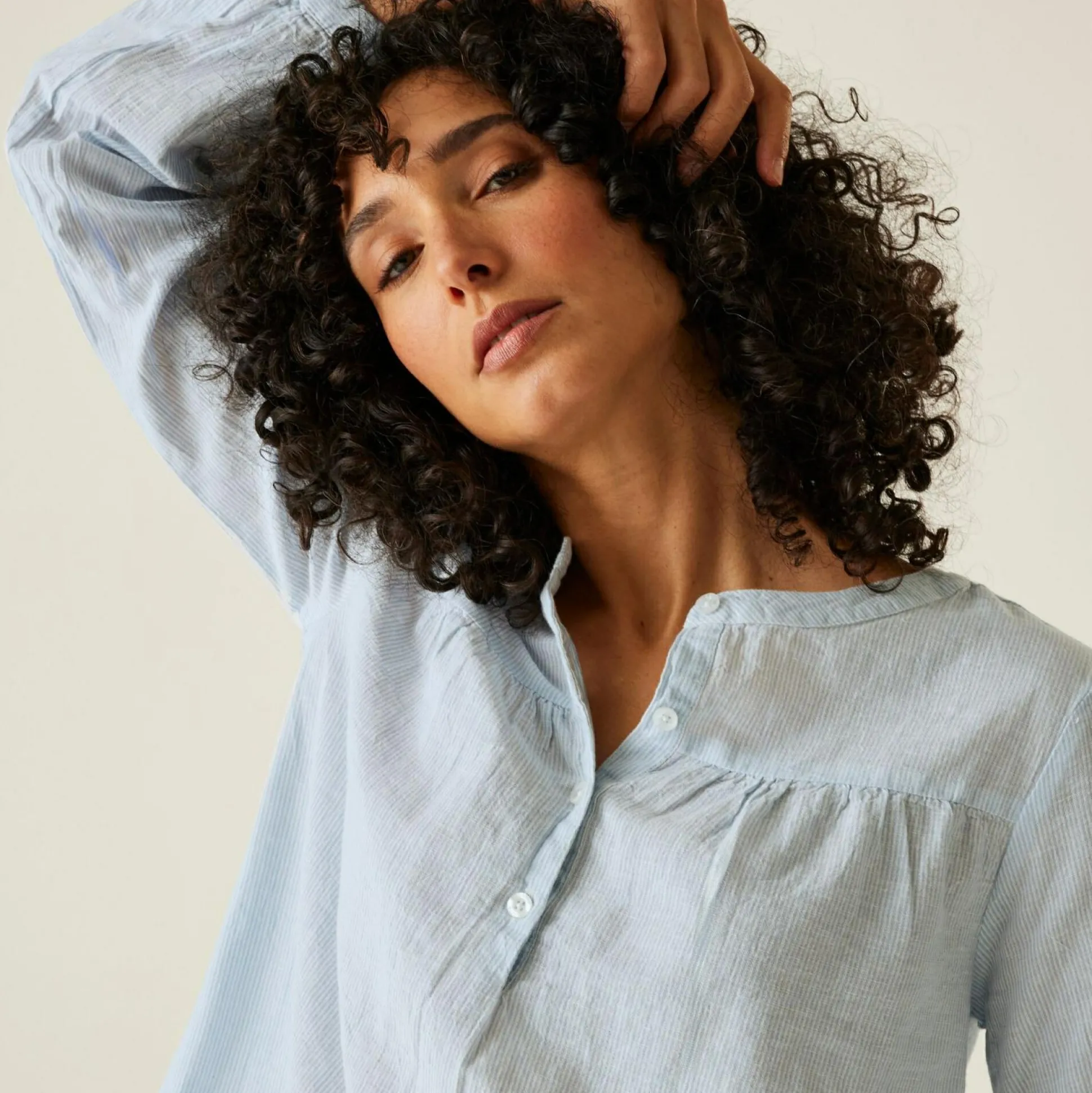 Women's Natine Lightweight Shirt | Chambray Blue Ticking Stripe