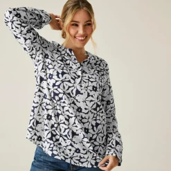 Women's Natine Lightweight Shirt | Navy White Large Floral
