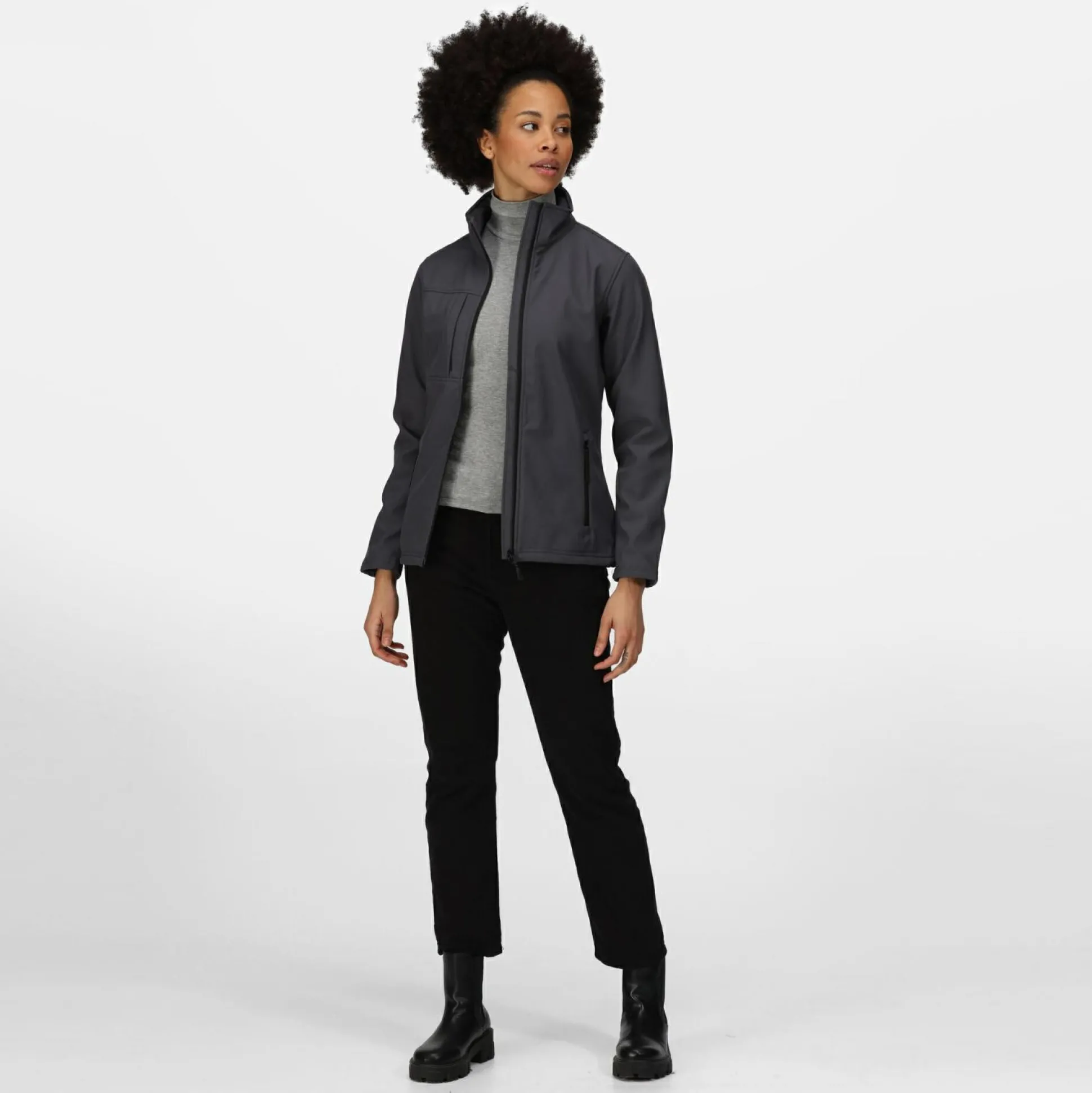 Women's Octagon II Printable 3 Layer Membrane Softshell Jacket | Seal Grey Black