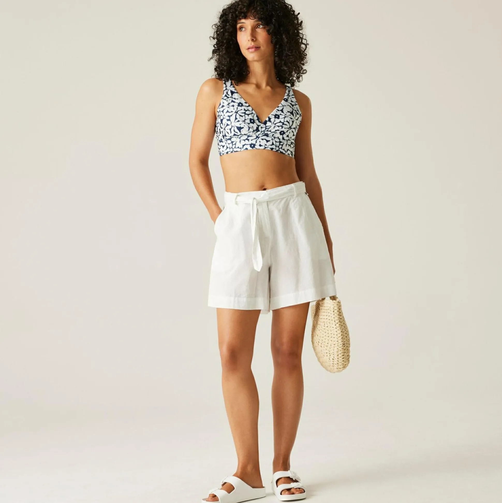 Women's Paloma Bikini Top | Navy White Large Floral