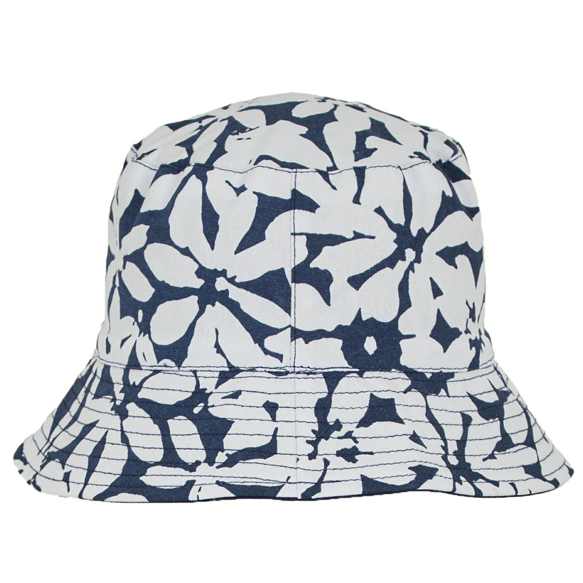 Women's Reversible Bucket Hat | Navy Abstract Flower Print Navy