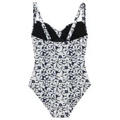Women's Sakari Tummy Control Costume | Navy White Large Floral