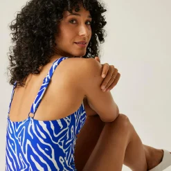 Women's Sakari Tummy Control Costume | Brightest Blue Abstract Print