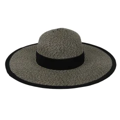 Women's Straw Sun Hat Bucket Hat | Black Natural Straw