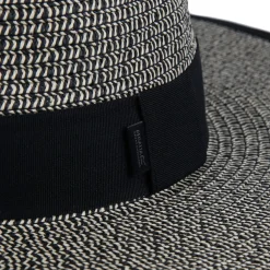 Women's Straw Sun Hat Bucket Hat | Black Natural Straw