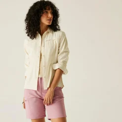 Women's Travel Packaway Long Sleeve Shirt | Light Vanilla Solid