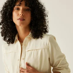 Women's Travel Packaway Long Sleeve Shirt | Light Vanilla Solid
