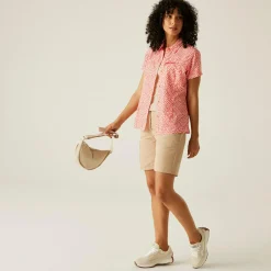 Women's Travel Packaway Short Sleeve Shirt | Light Vanilla Floral Print