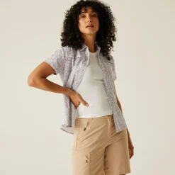 Women's Travel Packaway Short Sleeve Shirt | Lilac Hint Meadow Print