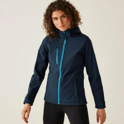 Women's Venturer 3-layer Printable Hooded Softshell Jacket | Navy French Blue