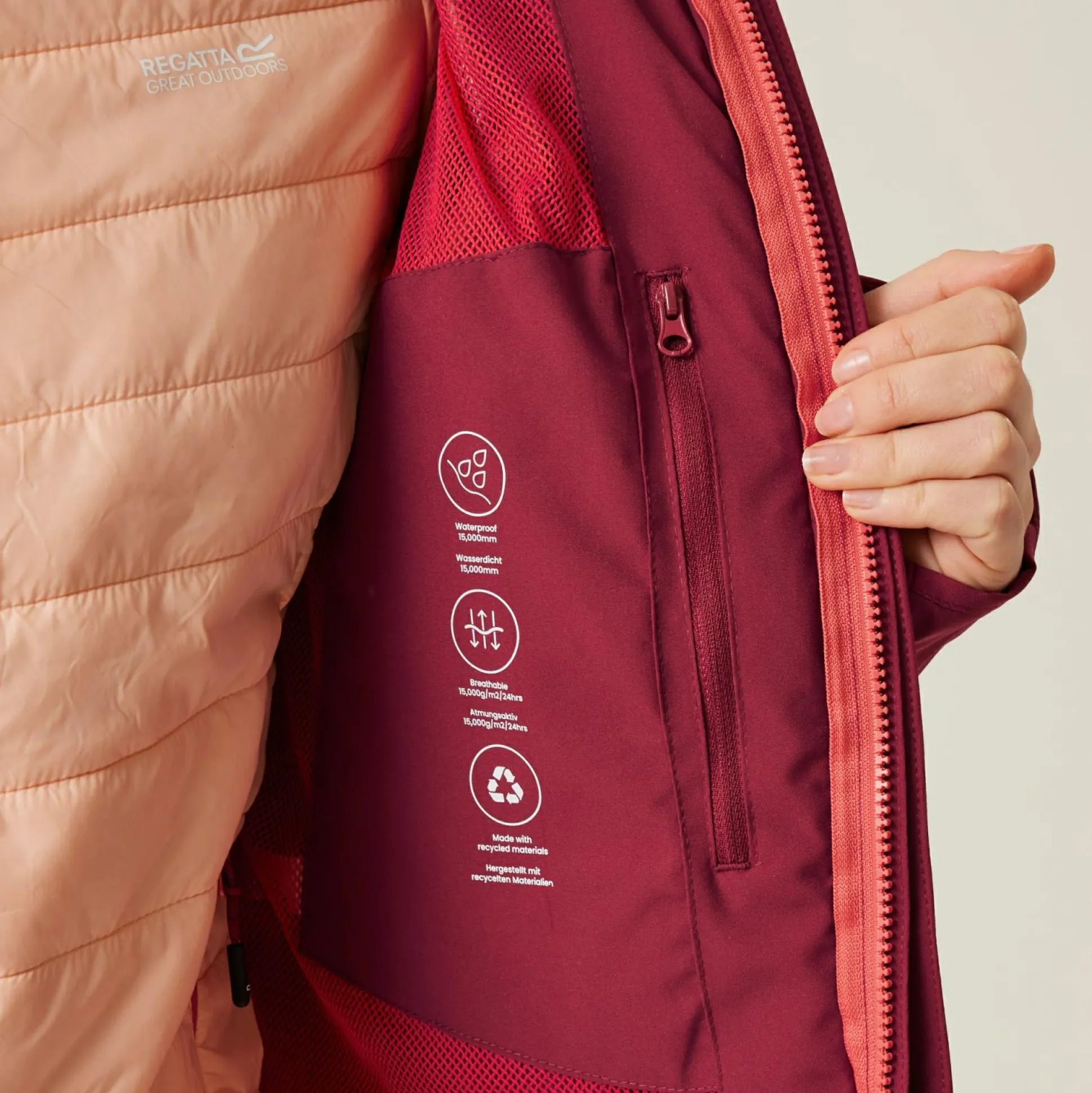Women's Wentwood IX 3-in-1 Jacket | Rumba Red Peach Parfait Inner