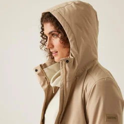 Women's Yarli Waterproof Longline Jacket | Warm Taupe Light Vanilla